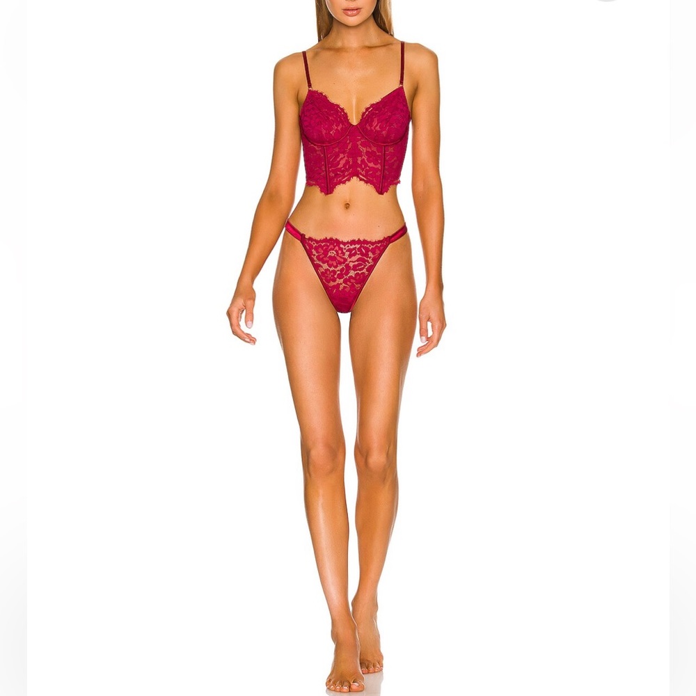 Cosabella Longline Underwire Bra & Matching G-String in Deep Ruby